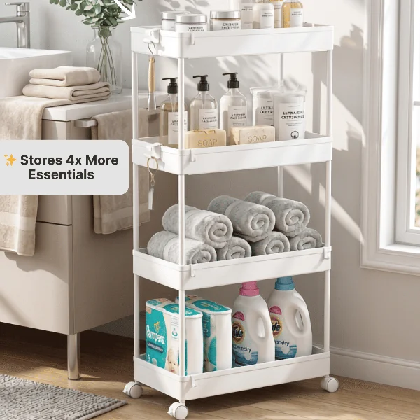 Slim Rolling Bathroom Cart